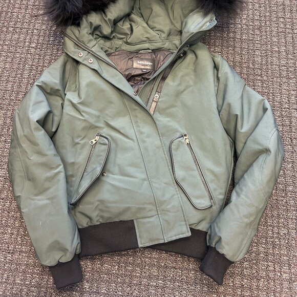 Mackage Down Puffer Jacket XS – Forest Green with Real Fur Trim Hood